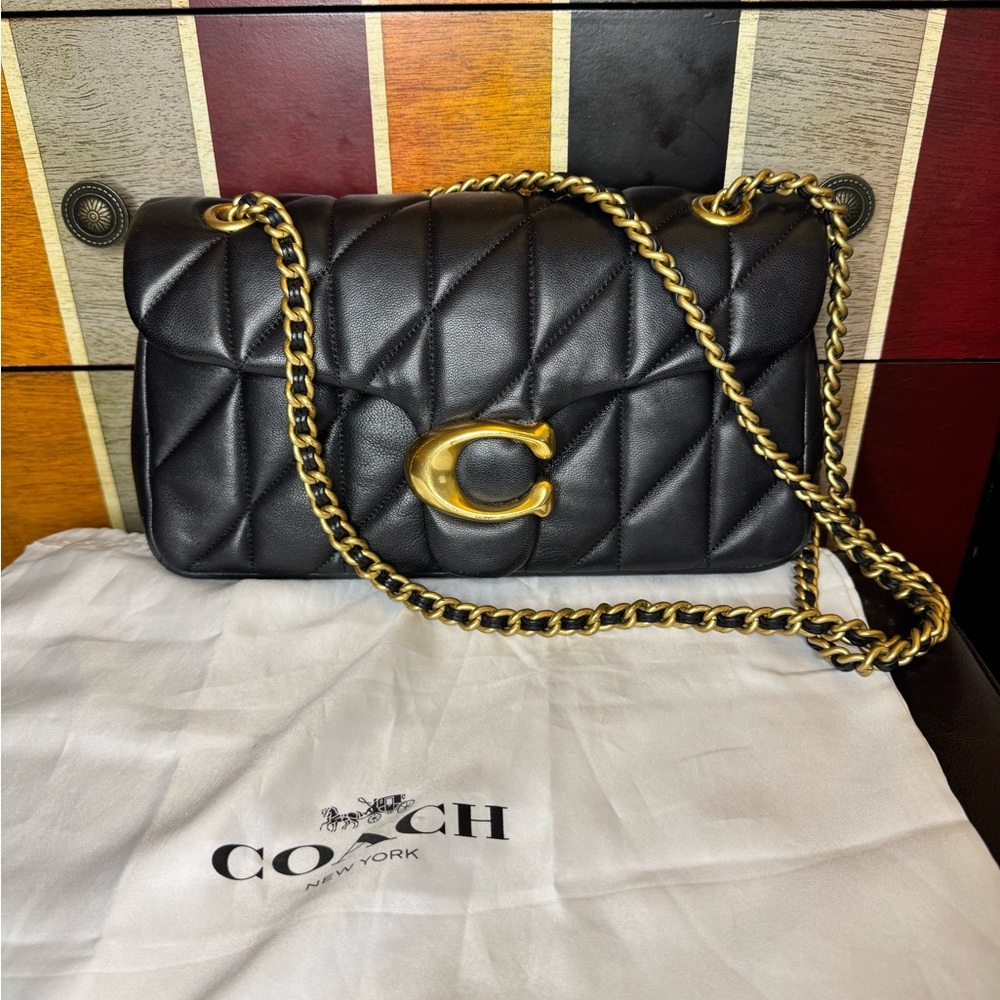 Coach Black Quilted Tabby 26 Leather Shoulder Bag with Gold Hardware - Picture 2 of 16